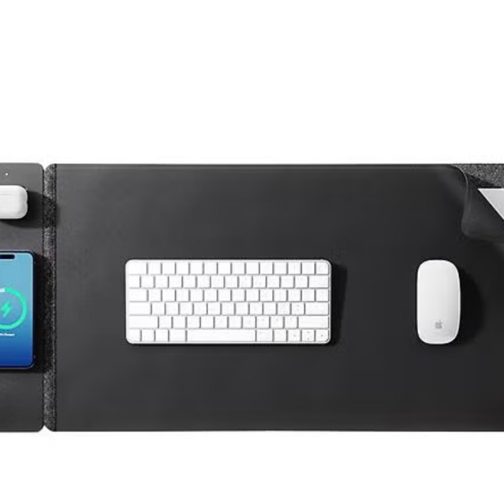 $130 Wireless Charging Desk Mat with Keyboard and Mouse - Black only $45